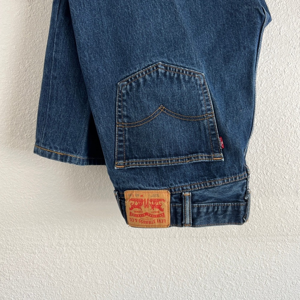 Levi's 505 Regular Fit Straight Leg Jeans Dark Wash Blue Denim Men's 40x30 - Picture 7 of 7